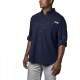 Camisa de hombre Columbia modelo Tamiami II, color azul marino, de manga larga con tecnología Omni-Shade UPF 40 y Omni-Wick.