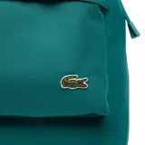 Mochila Lacoste Neocroc color verde esmeralda, con bolsillo frontal con cierre y logo de la marca bordado.