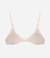 Soutien top color piel con breteles finos ajustables y detalles de strass.