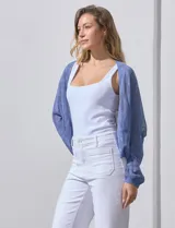 Cárdigan tejido calado color negro, marca Joseph A, de mangas largas y corte holgado.