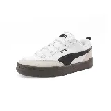 Championes Puma Park Lifestyle OG, color blanco con detalles en negro y marrón. Zapatillas de estilo retro con diseño moderno y versátil.