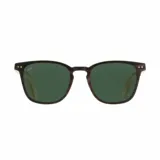 Lentes de sol Indie modelo Palo Alto, con marco de madera color ébano y lentes polarizadas verdes.