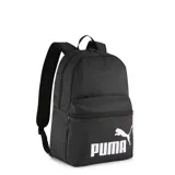 Mochila Puma negra con logo blanco estampado en el frente.