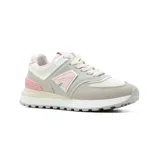 Championes urbanos American Sport modelo Mila 2.0, color beige con detalles en blanco y marrón.