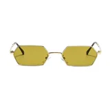 Lentes de sol unisex con montura metálica negra y lentes hexagonales grises con filtro UV400.