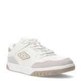 Championes urbanos Umbro Shoot para mujer, color beige con detalles en blanco y suela marrón. Presentan el logo de la marca en el lateral y cordones blancos.