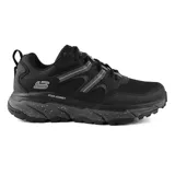 Championes Skechers Relaxed Fit D'Lux Journey color negro, con capellada de cuero y malla, cordones, plantilla acolchada Skechers Air-Cooled Memory Foam, entresuela con plataforma y suela de tracción flexible.