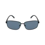 Lentes de sol rectangulares INVU, con montura metálica negra y cristales polarizados azules.