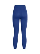 Calza deportiva Under Armour Motion Ankle Leg color azul con pretina alta, logo estampado en la cadera y bolsillo lateral.