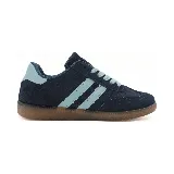 Zapatillas deportivas Le Groupe de hombre, color azul marino con detalles en celeste y suela marrón.