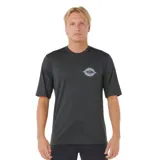 Remera de lycra negra de manga corta con logo Rip Curl estampado en el pecho.