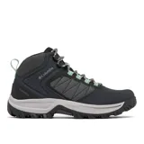 Bota de montaña impermeable Columbia Transverse Hike, color negro con detalles en gris y cordones verde agua.