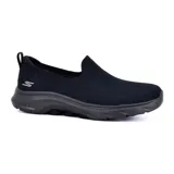 Championes Skechers Go Walk 7 Ivy, color negro, sin cordones, con capellada de tejido knit elástico, plantilla Skechers Air-Cooled Goga Mat, amortiguación ligera ULTRA GO y tecnología Hyper Pillar.
