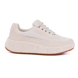 Championes urbanos color beige con suela track color caramelo.