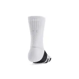 Medias deportivas de caña media, blancas con degradado celeste en el borde superior y detalles en gris en la puntera y el talón. Logo de Stephen Curry en el lateral.