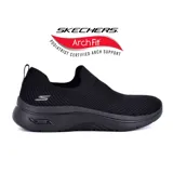 Championes Skechers Go Walk Arch Fit 2.0, color negro, sin cordones, con capellada de tejido técnico Stretch Fit, plantilla Arch Fit extraíble, amortiguación Ultra Go y Comfort Pillars.