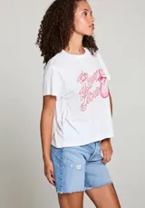 Remera blanca de algodón y poliéster con estampa frontal del logo de The Rolling Stones.
