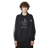 Campera deportiva Adidas Firebird Track Top negra con cierre frontal, cuello alto y tres rayas blancas en las mangas.