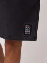 Short gris de felpa con corte holgado y cintura con cordón ajustable.