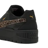 Championes Puma Karmen II Animal Flair de mujer, color negro con plataforma y detalles texturizados.