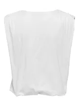 Musculosa blanca de algodón, corte amplio, sin mangas y cuello redondo.