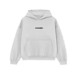 Buzo hoodie blanco oversize de felpa con bordado en el pecho.