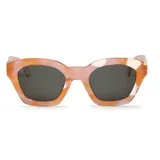 Lentes de sol Mr Boho modelo Barrosa, con montura de acetato con diseño abstracto en tonos naranja, rosa y blanco.