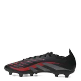 Championes de fútbol Adidas Predator League FG, color negro con detalles en gris y rojo.