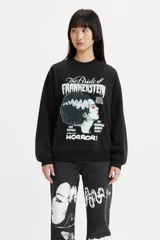 Sweatshirt negra con estampa frontal de la película The Bride of Frankenstein.