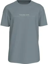 Remera celeste de algodón con logo pequeño de Calvin Klein Jeans estampado en el pecho.
