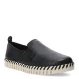 Zapato Lobb de cuero negro con elástico en el empeine y suela de goma blanca con diseño dentado.