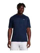 Remera deportiva Under Armour Tech 2.0 de hombre, color gris jaspeado con logo negro en el pecho.