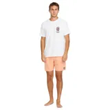 Remera blanca de manga corta con cuello redondo y estampado del logo de Volcom en el pecho.