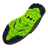 Championes Under Armour Charged Bandit Trail 3, color gris con detalles en verde flúor y suela con patrón de camuflaje. Diseñados para trail running.
