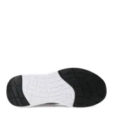 Championes grises con detalles en negro y fucsia, capellada de mesh respirable, refuerzos sintéticos, mediasuela liviana con amortiguación y suela de goma con diseño de tracción.