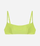 Top de bikini color verde lima, con breteles finos ajustables y sin estampa.