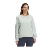 Buzo Under Armour de mujer, modelo Rival Terry Crew, color verde claro con logo pequeño estampado en el pecho.