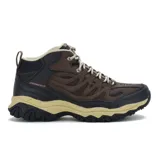 Bota de trekking Skechers After Burn Memory Fit Geardo, color marrón con detalles en negro y beige. Capellada de cuero, material sintético y malla. Cuenta con plantilla Memory Foam y suela de goma.
