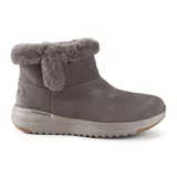 Botas cortas Skechers On The Go Stellar Cozy Step, color gris, impermeables, con forro de piel sintética y plantilla Air-Cooled Goga Mat.