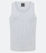 Musculosa de pijama para hombre, color gris claro, confeccionada en algodón texturizado.