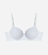 Soutien básico de microfibra color beige, modelo Sustentación, con relleno y breteles regulables.