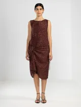 Musculosa de viscosa y poliamida con estampado de flores, con lazos en los costados.