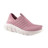 Championes Skechers BOBS Flex Groove Breeze color rosa, sin cordones, con capellada de tejido técnico Stretch Fit y plantilla Skechers Memory Foam. Suela blanca con tecnología Flex Groove.