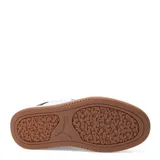 Championes Puma Park Luna de cuero sintético blanco con detalles en negro y suela de goma color caramelo.