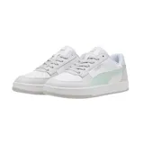 Championes Puma Caven 2.0 unisex, color blanco con detalles en marrón y negro. Zapatillas de estilo retro inspiradas en el baloncesto de los años 80, con plantilla SoftFoam para mayor comodidad.