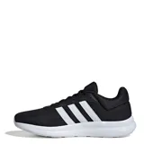 Championes deportivos Adidas modelo Lite Racer 4.0, color negro con tres franjas blancas laterales y entresuela blanca con tecnología Cloudfoam.