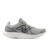 Championes New Balance 430 V4 color gris con logo negro y detalles en verde neón.
