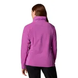 Buzo polar celeste de mujer, con cuello alto y cierre de media cremallera.