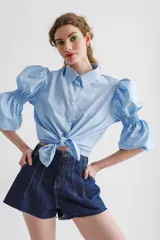 Short de jean azul de tiro medio con calce clásico.