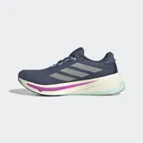 Championes de running Adidas Supernova Rise 2, color azul con detalles en plateado, lila y verde agua.
